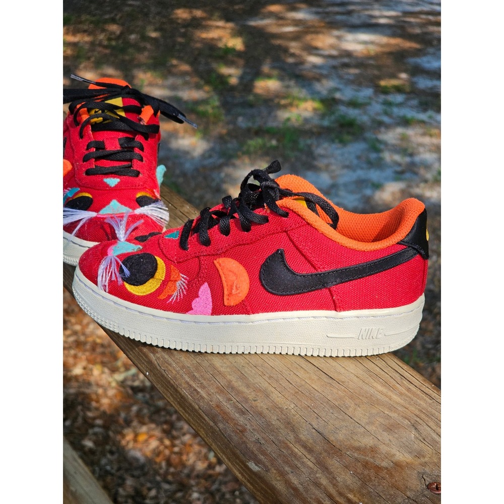 Nike Air Force 1 Low Lunar New Year Tiger Red Canvas DQ5071-601 Kids 1Y - Picture 2 of 8